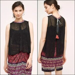Anthropologie Eri + Ali Merletta Embroidered‎ Top Open Back Boho Festival Small